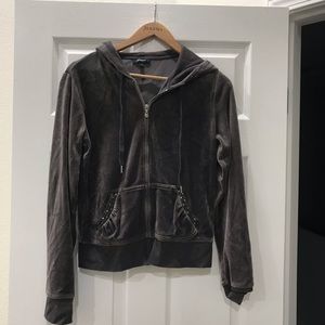 Velour hoodie with jewel trim